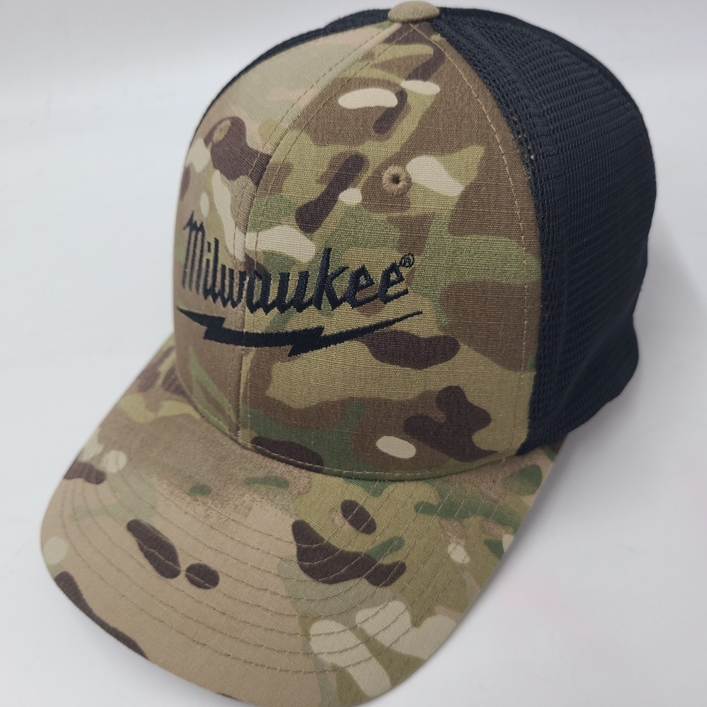 Milwaukee Tools Hat Snapback Trucker Mesh Camo Green Brown Black Casual Logo Men